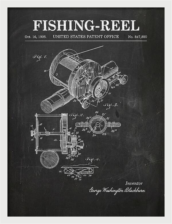 Fishing Reel Chalkboard Patent Us847890a