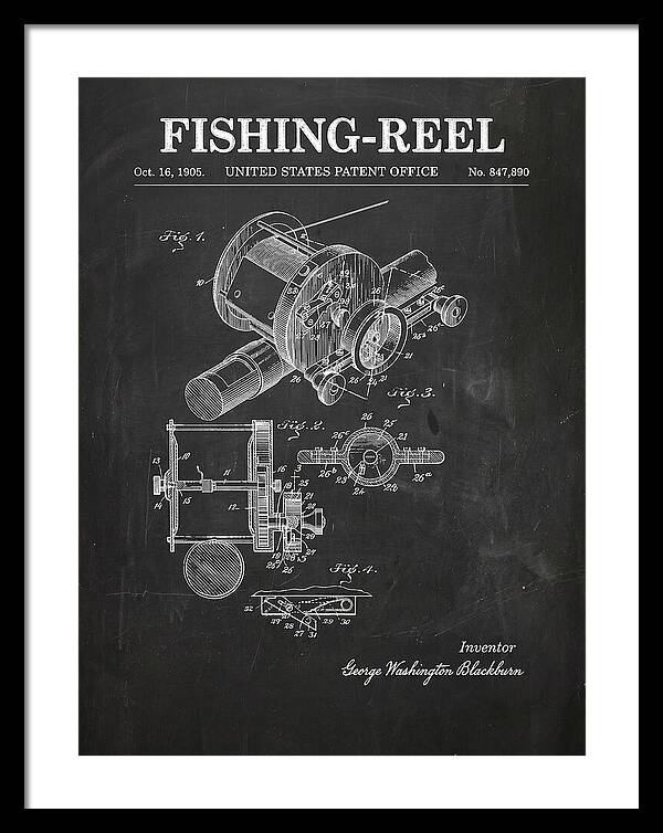 Fishing Reel Chalkboard Patent Us847890a