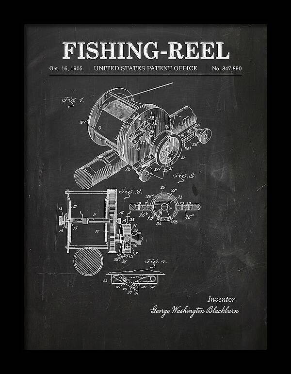 Fishing Reel Chalkboard Patent Us847890a