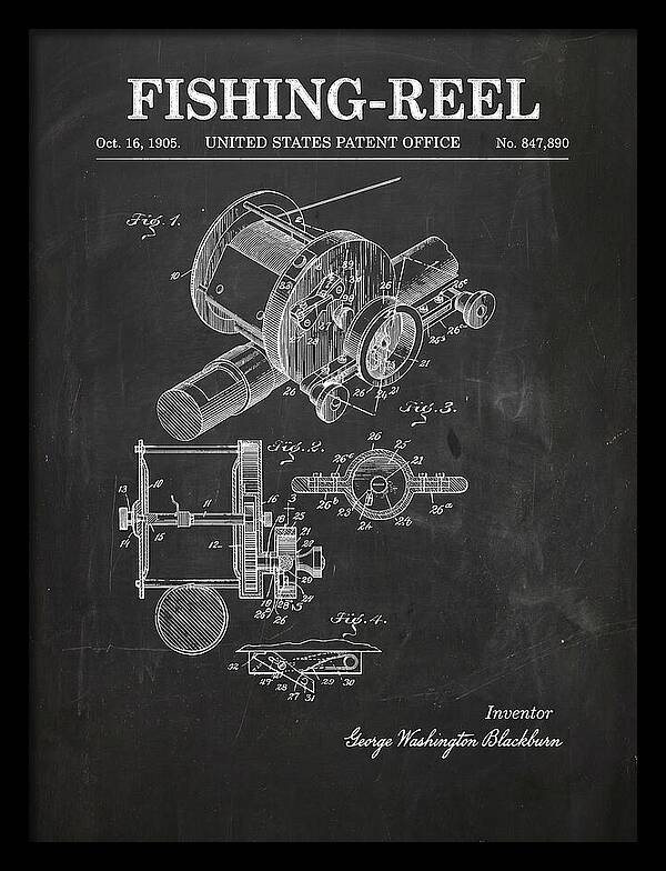 Fishing Reel Chalkboard Patent Us847890a