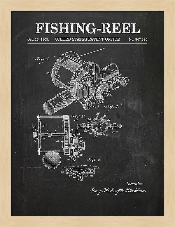 Fishing Reel Chalkboard Patent Us847890a