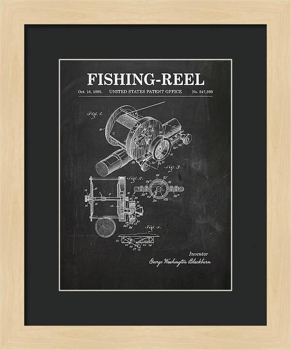 Fishing Reel Chalkboard Patent Us847890a