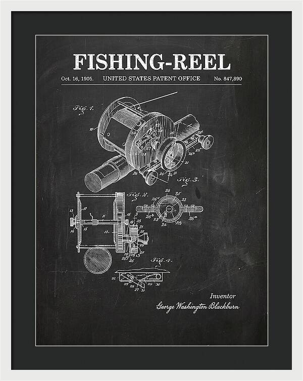 Fishing Reel Chalkboard Patent Us847890a
