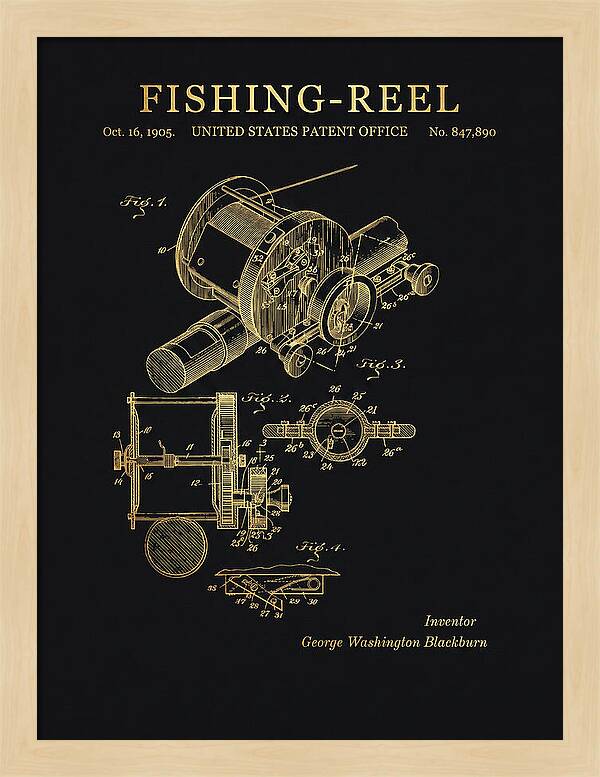 Fishing Reel Gold Patent Us847890a