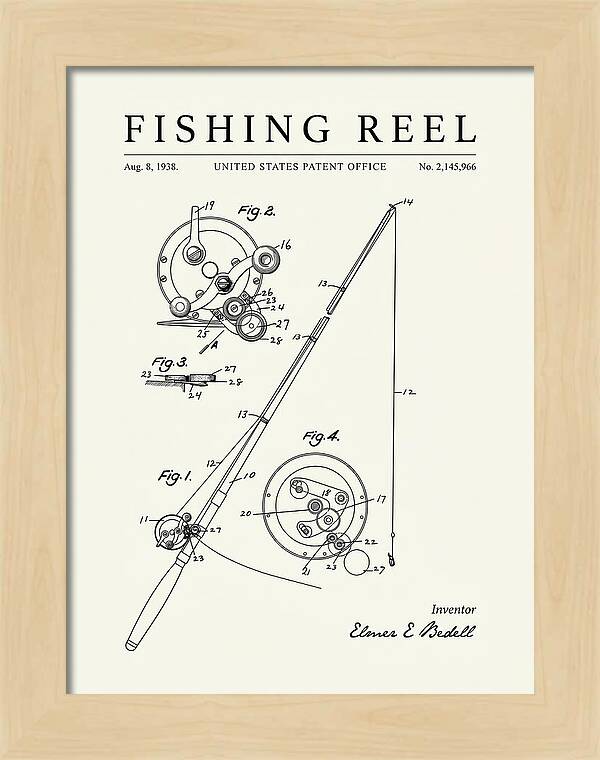 Fishing Reel Minimalist Patent Us2145966a