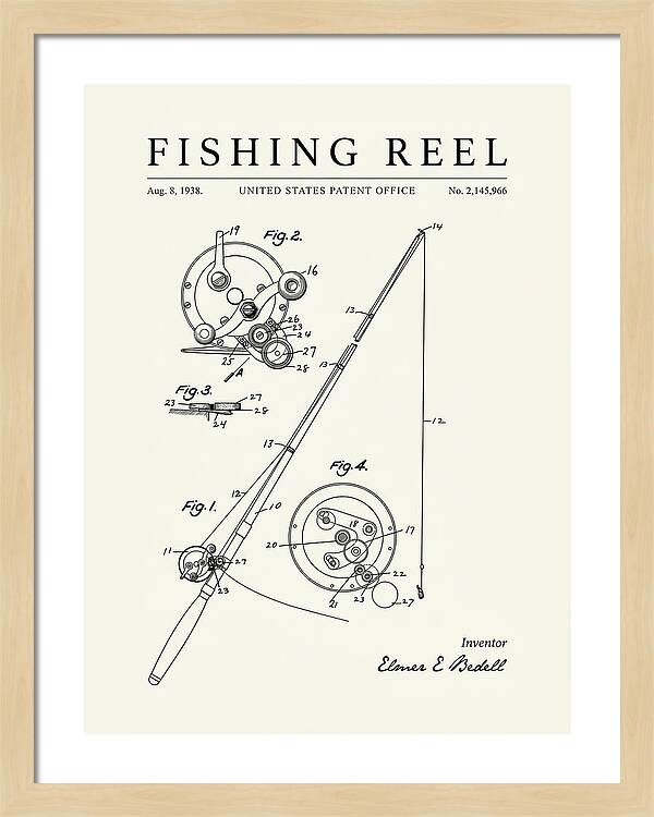 Fishing Reel Minimalist Patent Us2145966a