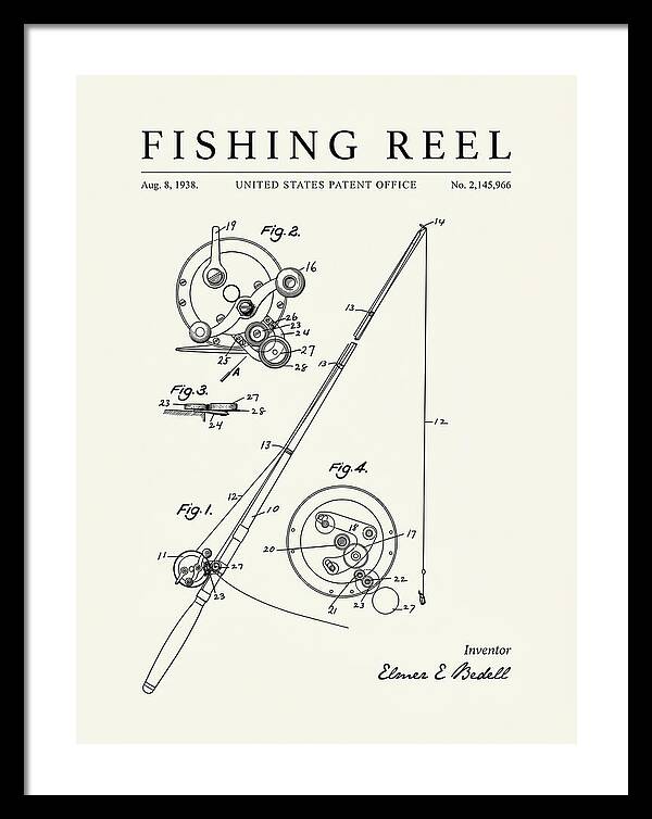 Fishing Reel Minimalist Patent Us2145966a
