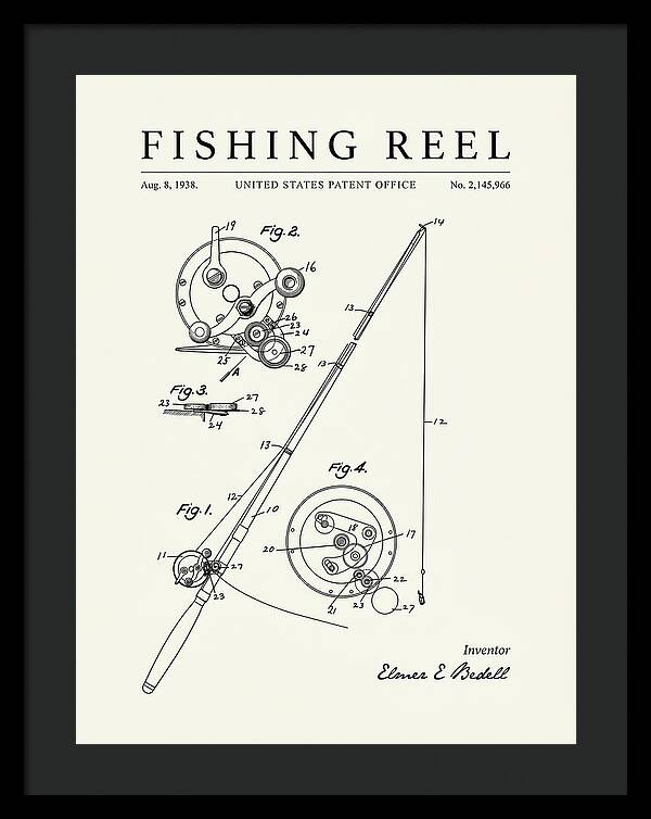 Fishing Reel Minimalist Patent Us2145966a