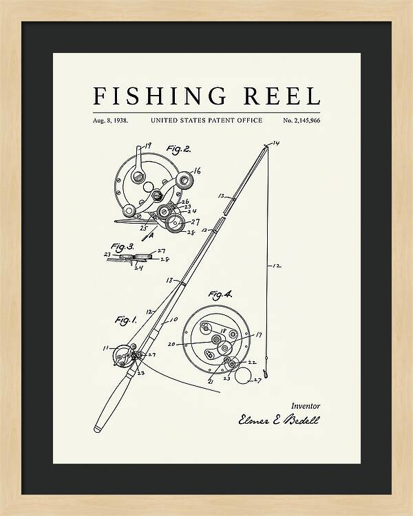 Fishing Reel Minimalist Patent Us2145966a