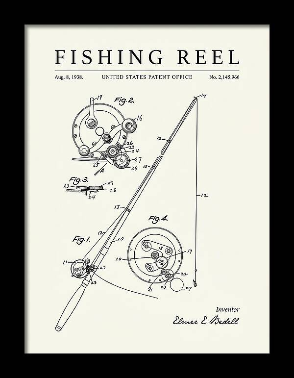 Fishing Reel Minimalist Patent Us2145966a