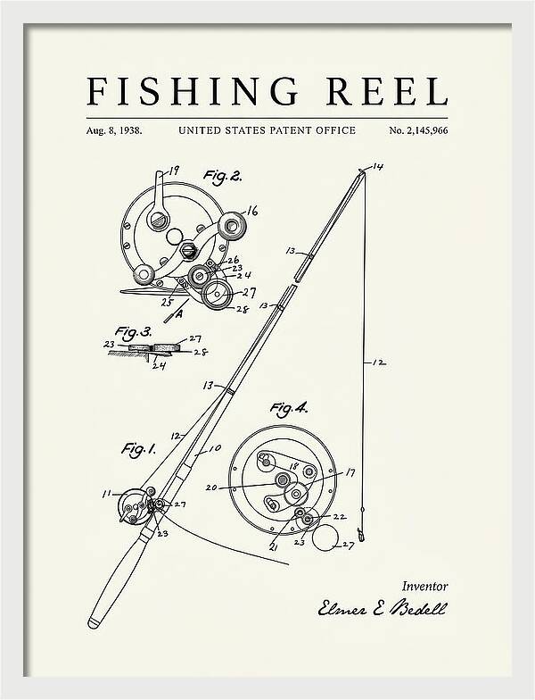 Fishing Reel Minimalist Patent Us2145966a