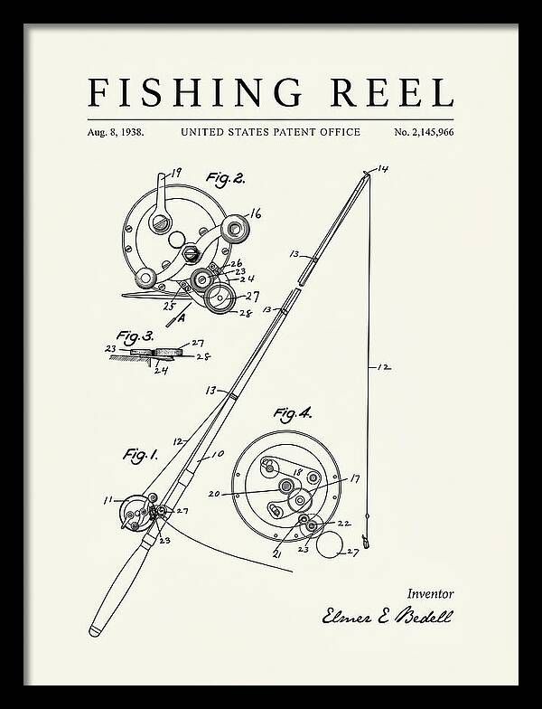 Fishing Reel Minimalist Patent Us2145966a