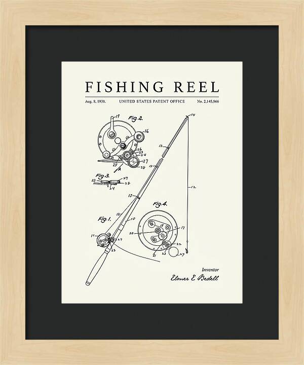 Fishing Reel Minimalist Patent Us2145966a