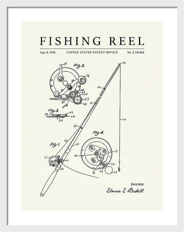 Fishing Reel Minimalist Patent Us2145966a