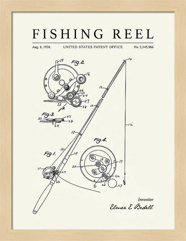Fishing Reel Minimalist Patent Us2145966a
