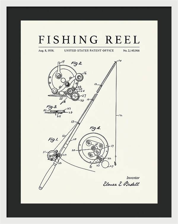 Fishing Reel Minimalist Patent Us2145966a