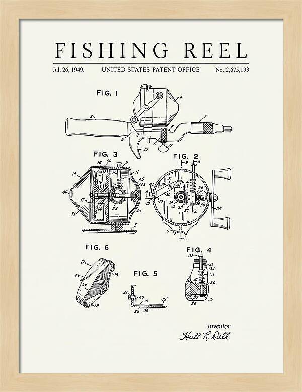 Fishing Reel Minimalist Patent Us2675193a