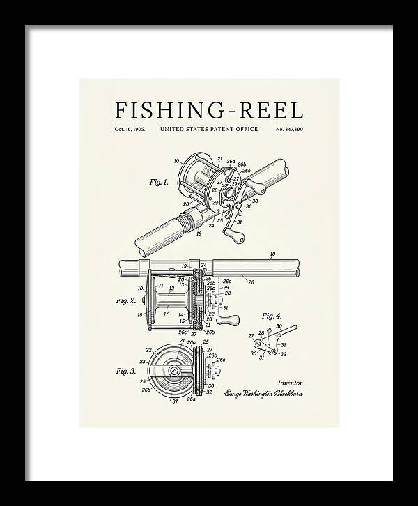 Fishing Reel Minimalist Patent Us847890a