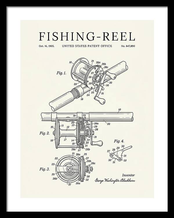 Fishing Reel Minimalist Patent Us847890a