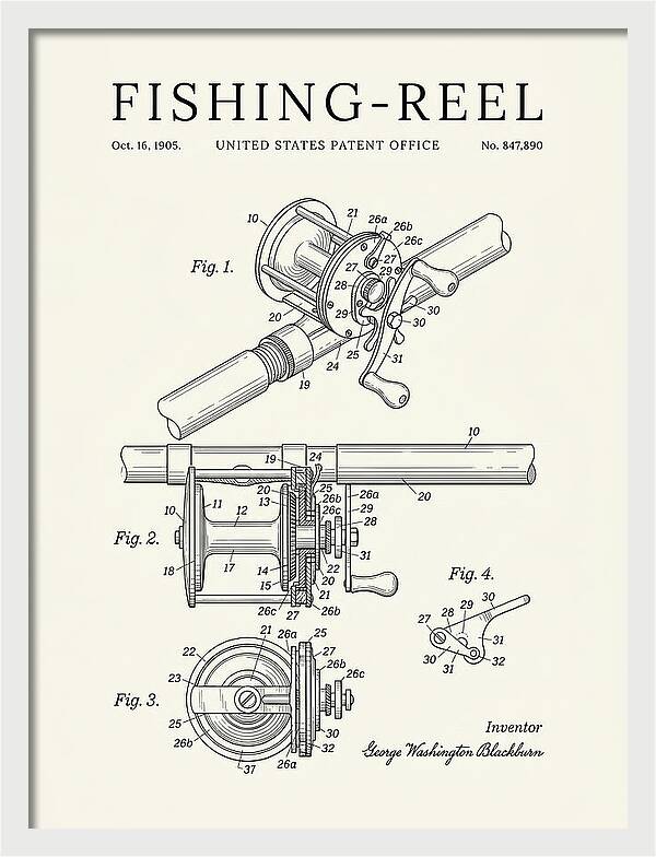 Fishing Reel Minimalist Patent Us847890a
