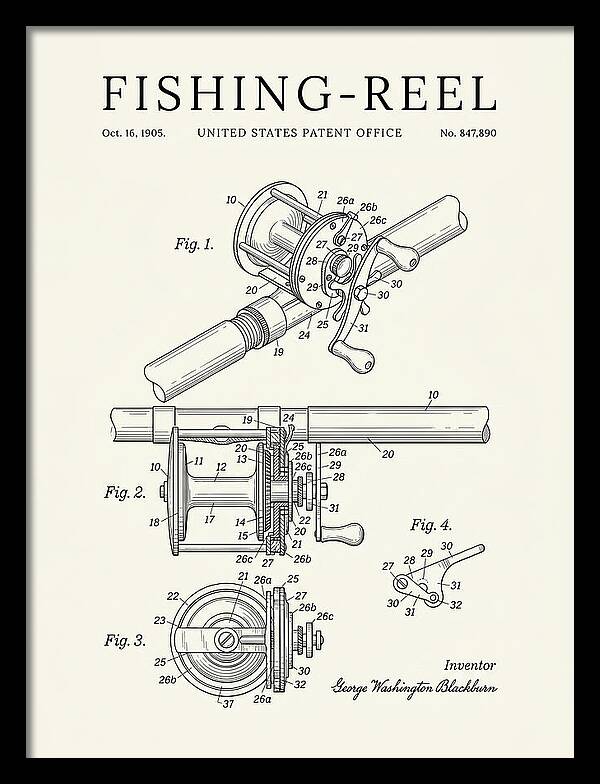 Fishing Reel Minimalist Patent Us847890a