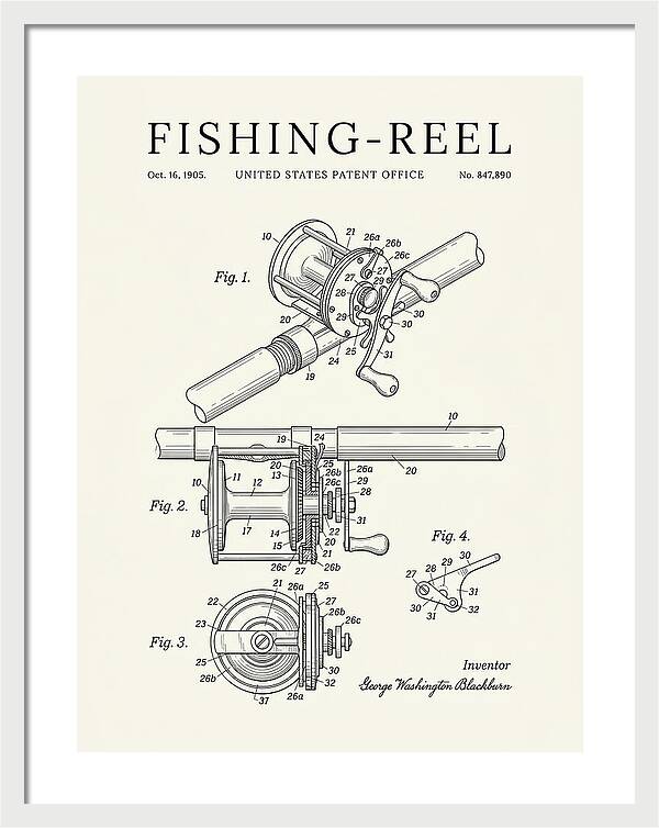 Fishing Reel Minimalist Patent Us847890a