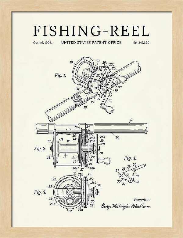 Fishing Reel Minimalist Patent Us847890a