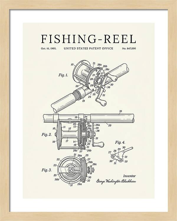 Fishing Reel Minimalist Patent Us847890a