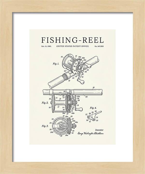 Fishing Reel Minimalist Patent Us847890a
