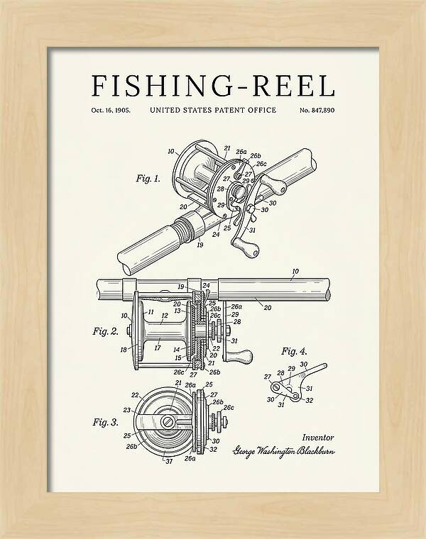 Fishing Reel Minimalist Patent Us847890a