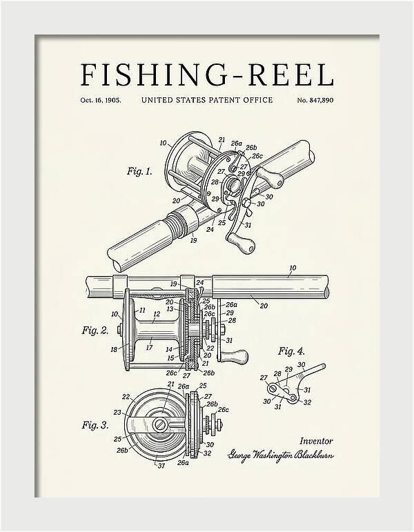 Fishing Reel Minimalist Patent Us847890a