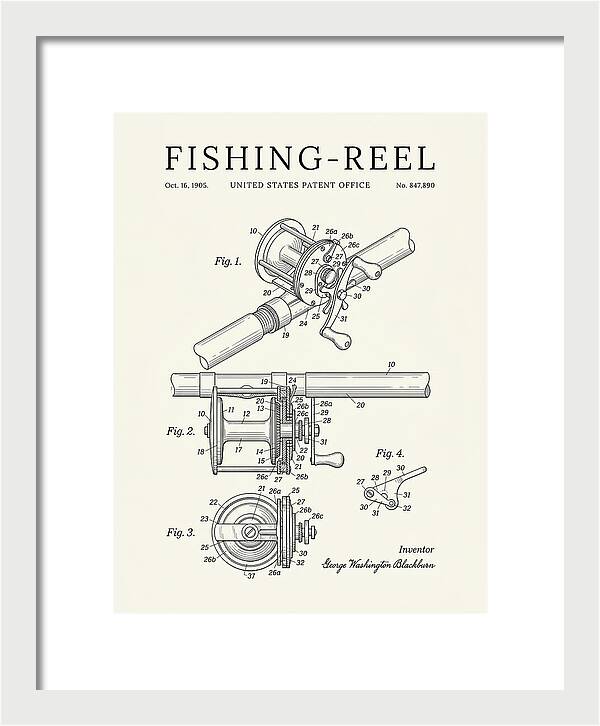 Fishing Reel Minimalist Patent Us847890a