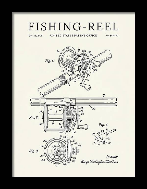 Fishing Reel Minimalist Patent Us847890a