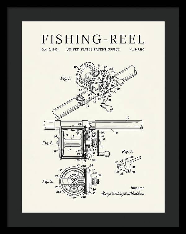 Fishing Reel Minimalist Patent Us847890a