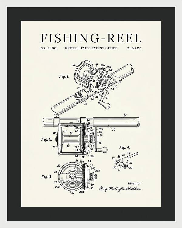 Fishing Reel Minimalist Patent Us847890a