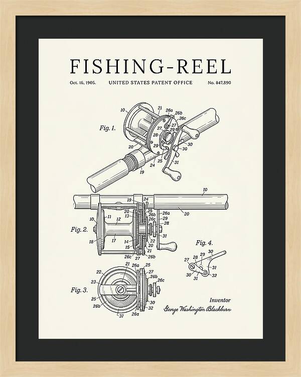 Fishing Reel Minimalist Patent Us847890a