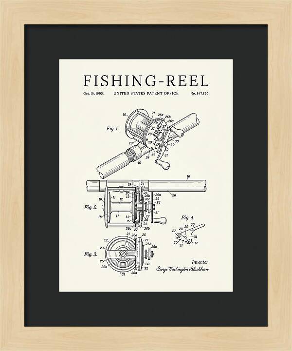 Fishing Reel Minimalist Patent Us847890a