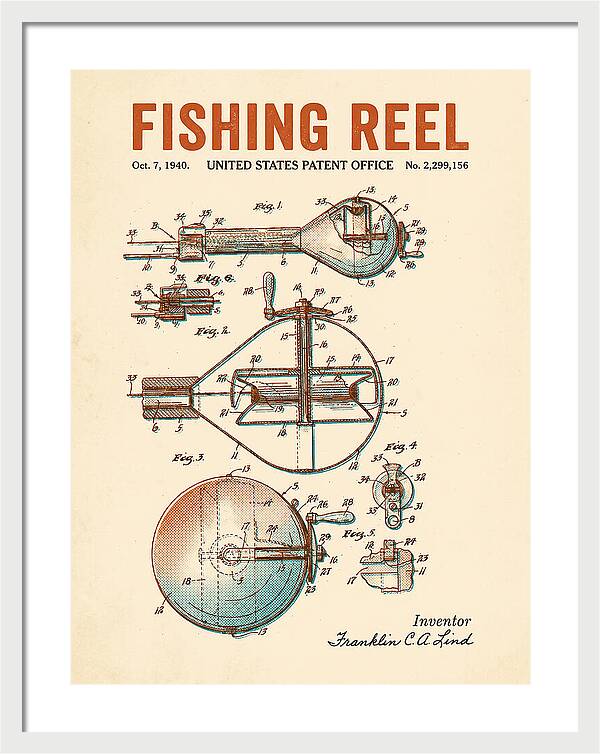 Fishing Reel Retro Patent Us2299156a