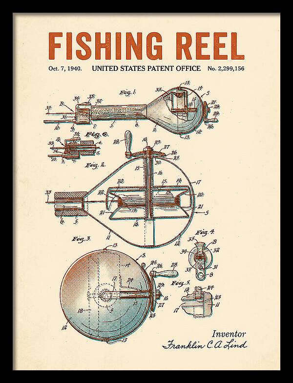 Fishing Reel Retro Patent Us2299156a