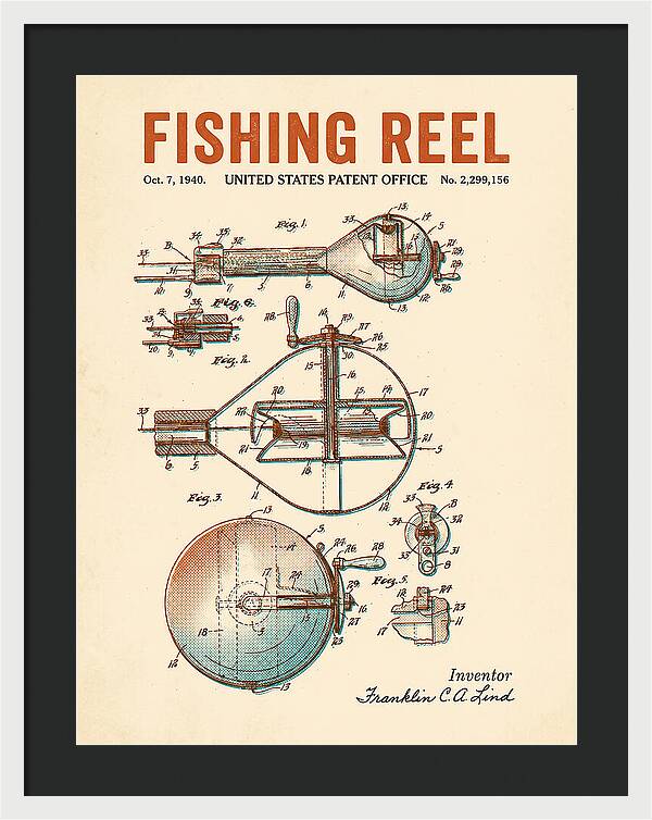 Fishing Reel Retro Patent Us2299156a