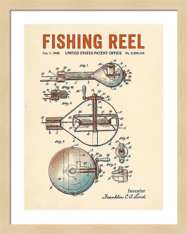 Fishing Reel Retro Patent Us2299156a