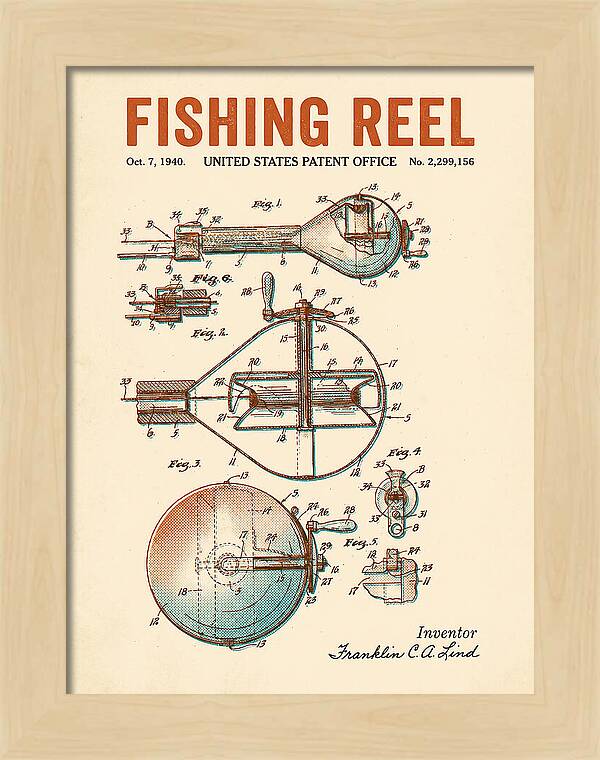 Fishing Reel Retro Patent Us2299156a