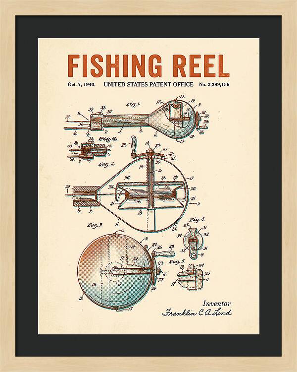 Fishing Reel Retro Patent Us2299156a