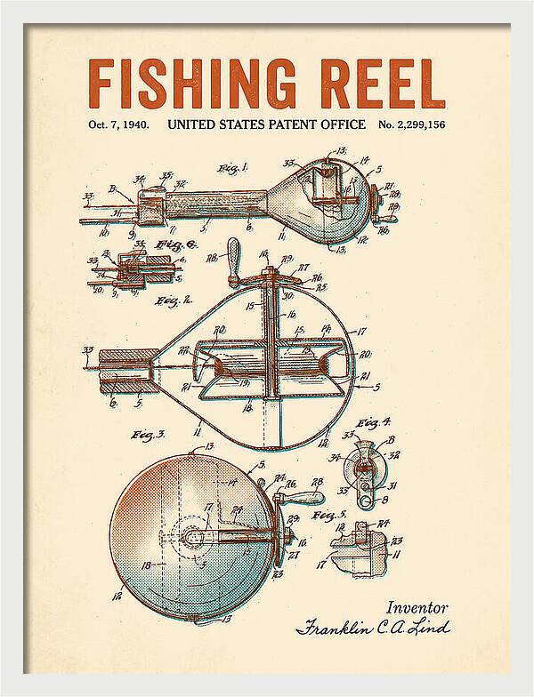 Fishing Reel Retro Patent Us2299156a