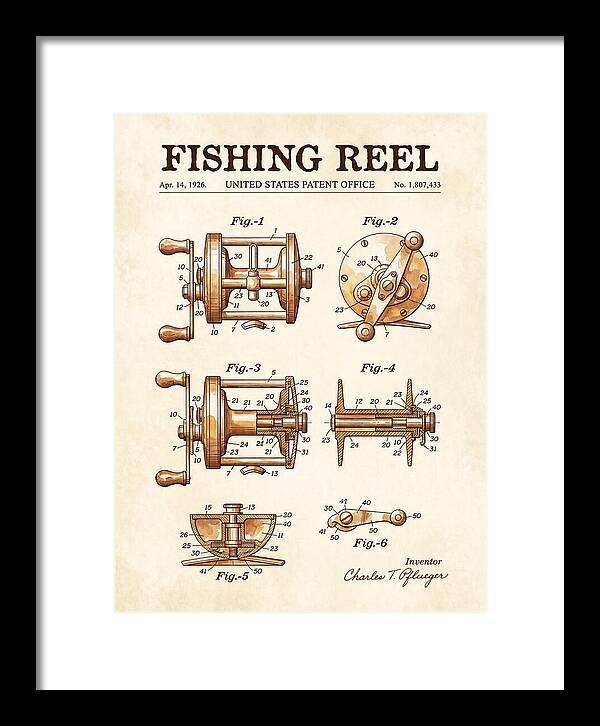 Fishing Reel Watercolor Patent Us1807433a