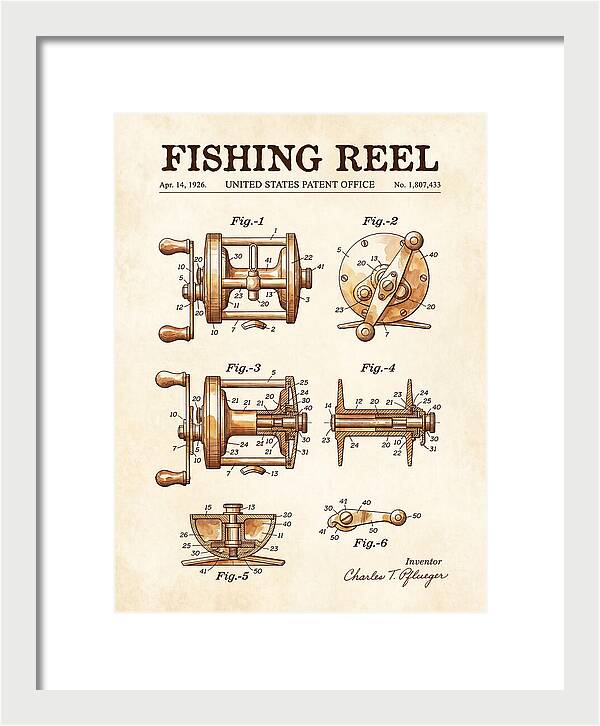 Fishing Reel Watercolor Patent Us1807433a