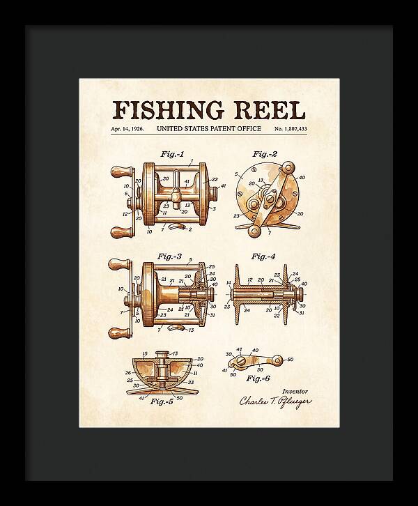 Fishing Reel Watercolor Patent Us1807433a