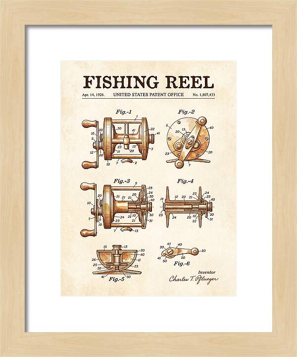 Fishing Reel Watercolor Patent Us1807433a