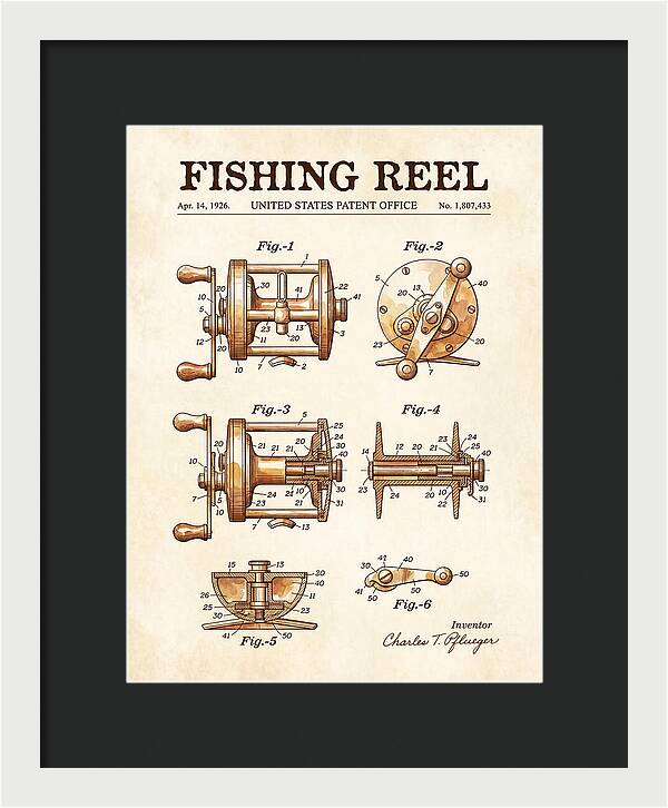Fishing Reel Watercolor Patent Us1807433a
