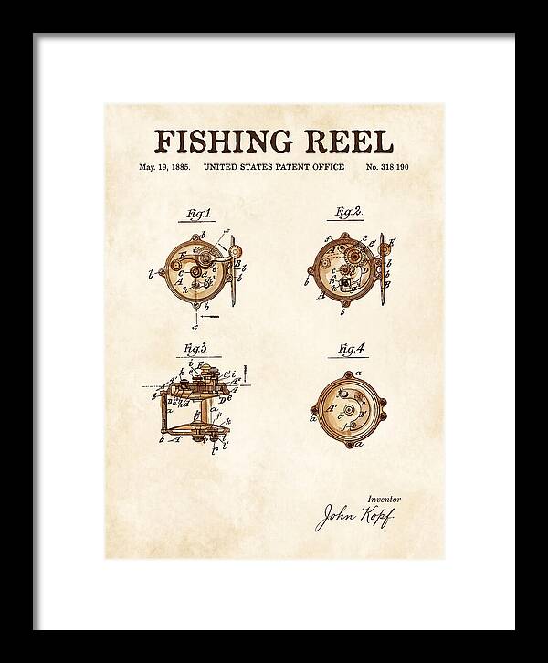 Fishing Reel Watercolor Patent Us318190a